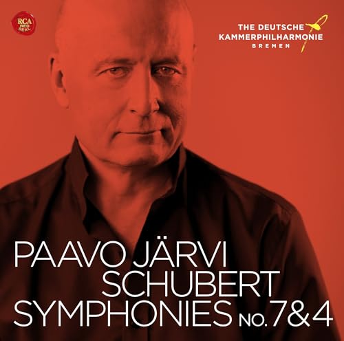 Red album cover featuring a portrait of conductor Paavo Järvi.
