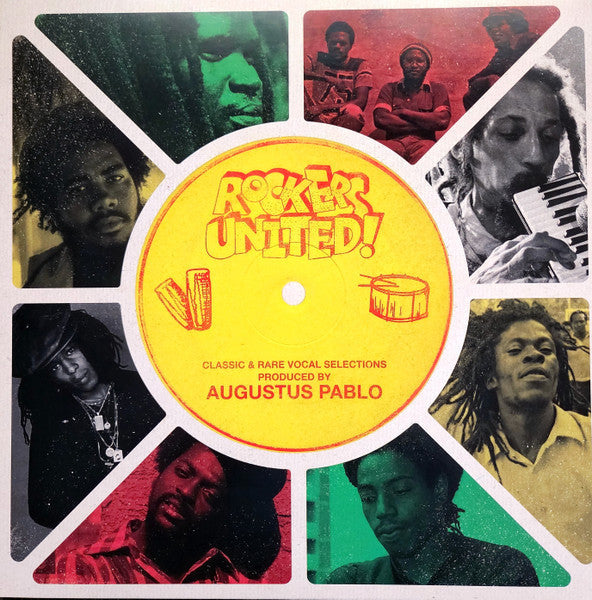 Vinyl record cover featuring portraits of musicians in a circular design.