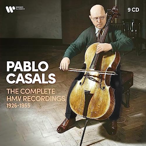 Pablo Casals with cello, album cover for 9CD set of recordings.