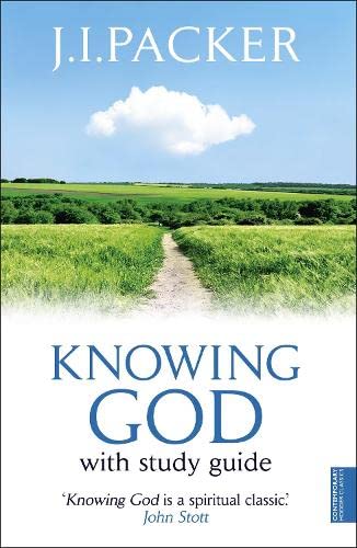 Book cover: “Knowing God” by J.I. Packer, with a landscape image.