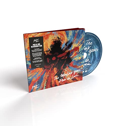 Paco de Lucía CD case with abstract fiery artwork and guitar silhouette.