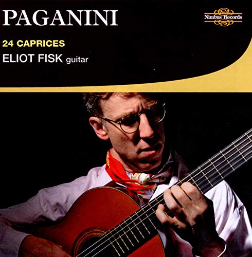 CD cover featuring guitarist Eliot Fisk with a classical guitar.
