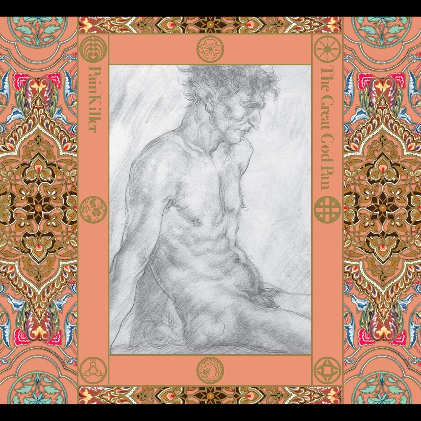CD cover: sketch of a man with ornate, patterned border.