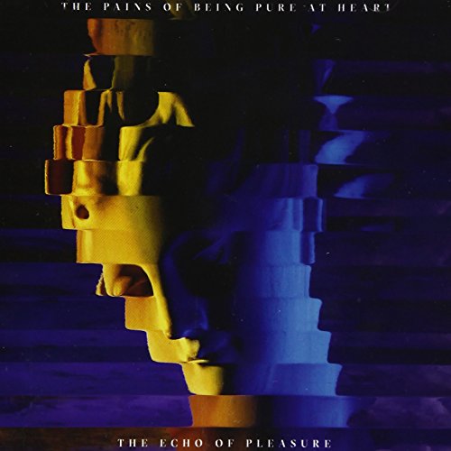 A glitched, yellow and blue profile of a face against a dark background.