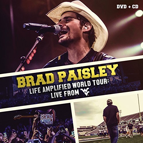 Brad Paisley performing live on stage with a cowboy hat and microphone.