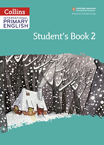 Collins International Primary English Student's Book 2 cover featuring a snowy cottage illustration.