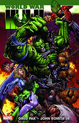 Hulk battles various Marvel superheroes in a chaotic, action-packed comic book cover illustration.