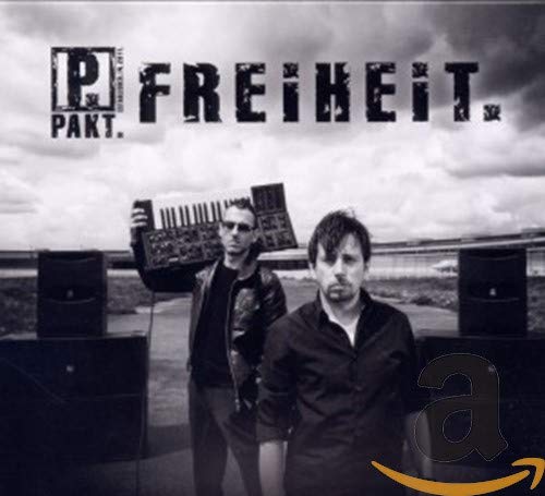 CD cover for Pakt - Freiheit, featuring two men and audio equipment.