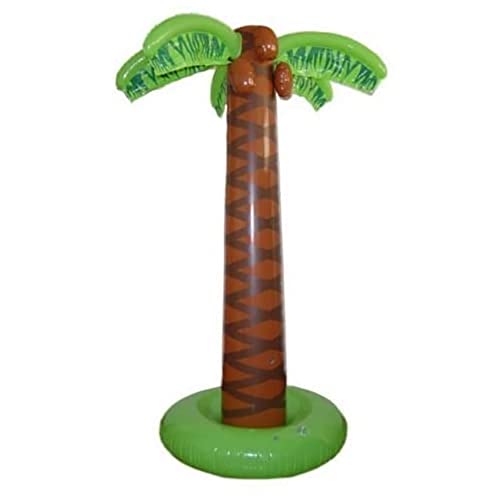 Inflatable palm tree with green fronds and brown textured trunk.