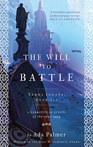 Book cover featuring a silhouetted figure overlooking a futuristic city against a blue sky.