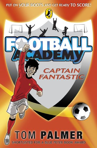 Book cover featuring a cartoon boy in a red soccer kit celebrating a goal.