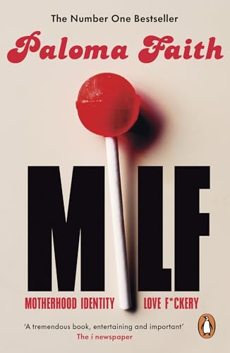 Book cover with red text "MILF" and a large red lollipop.