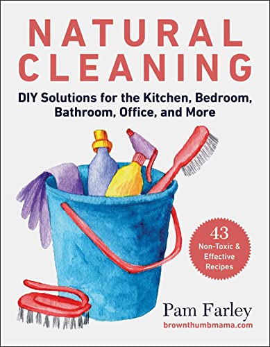 Book cover with watercolor illustration of cleaning supplies in a bucket.