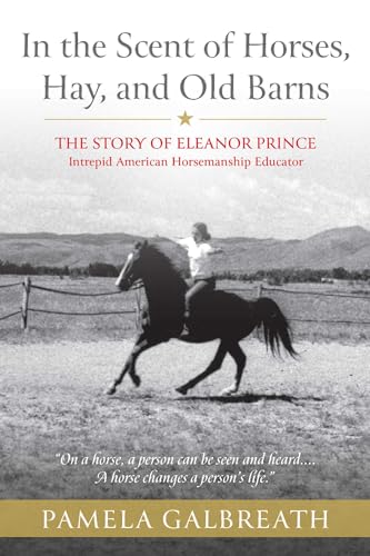 Black and white photo of a woman riding a horse in a field.