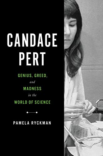 Book cover featuring Candace Pert, a scientist with lab equipment.