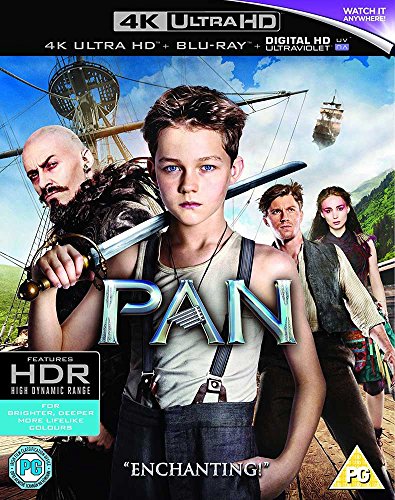 Pan" Blu-ray cover featuring Peter Pan, Hook, and a pirate ship.