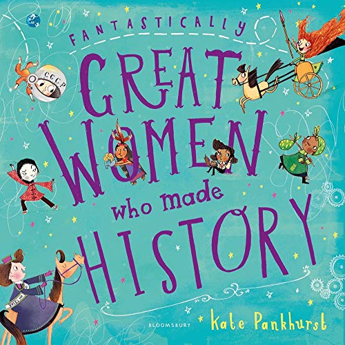 Book cover with illustrated portraits of historical women and colorful text.