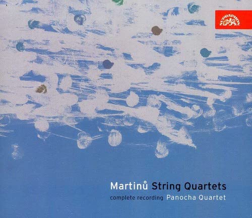 CD cover for Martinu String Quartets by Panocha Quartet, abstract blue design.