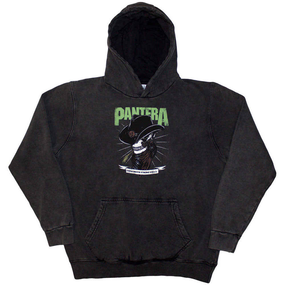 Black unisex pullover hoodie featuring a skeleton cowboy graphic from the wash collection.
