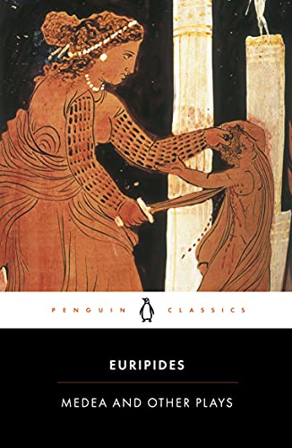 Book cover of Euripides' Medea and Other Plays featuring classical Greek vase painting artwork.