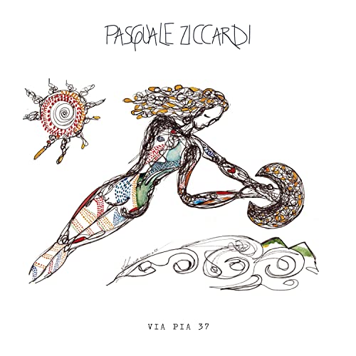 CD cover art: black and white line drawing of figures and sun.
