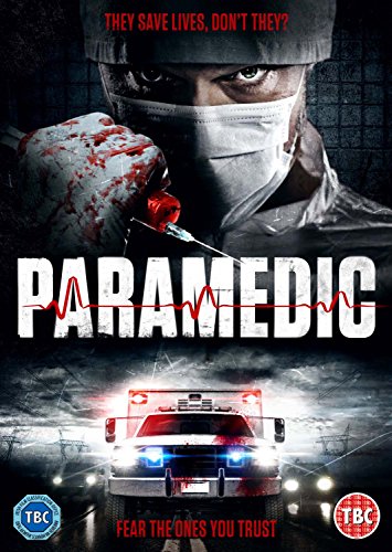 DVD cover art featuring a masked, bloodied medic holding a syringe above an ambulance.