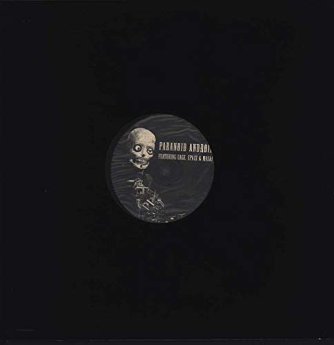 Black vinyl record with a grayscale image of a skull-like face.