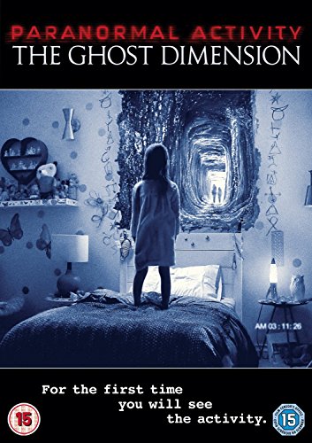 "Image of 'Paranormal Activity: The Ghost Dimension' DVD cover featuring a girl in a bedroom."