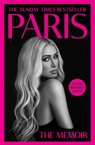 Book cover featuring a black and white portrait of Paris Hilton with pink text.