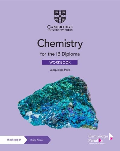 Chemistry workbook cover with a crystal image, Cambridge University Press logo.