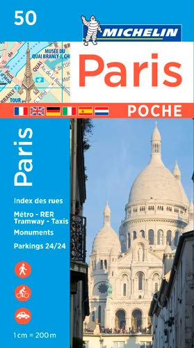 Michelin Paris city map cover with Eiffel Tower and Sacré-Cœur images.
