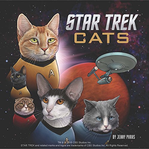 Book cover featuring cats dressed as Star Trek characters in space.