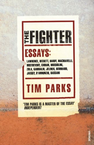 Book cover: "The Fighter: Essays" by Tim Parks, red and white design.