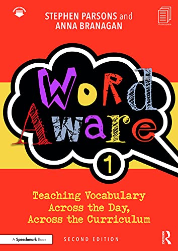Book cover: "Word Aware 1" with colorful text in a speech bubble.