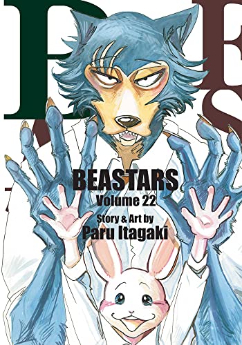 Manga cover featuring a blue wolf character holding a small white rabbit character.