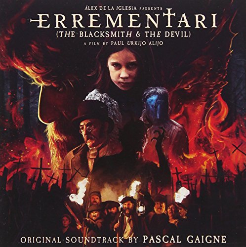 CD cover art for Errementari featuring a girl, a blacksmith, and a devilish figure.
