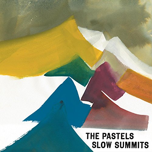 Abstract painting of mountains with band name and album title below.