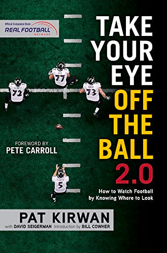 Book cover with football players on a green field, titled "Take Your Eye Off the Ball 2.0".