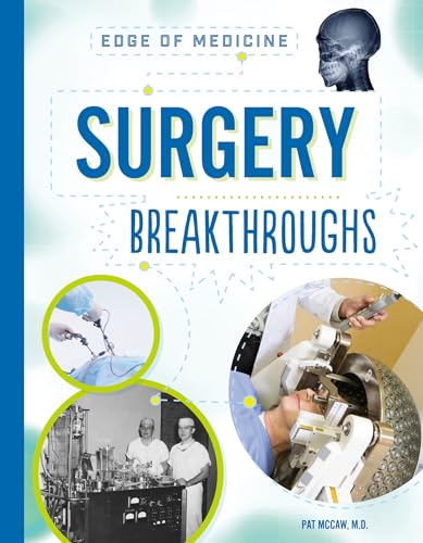 Book cover for "Surgery Breakthroughs" featuring medical imagery and a skull illustration.