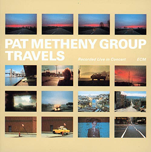 Album cover for Pat Metheny Group’s “Travels” featuring a grid of photographs.