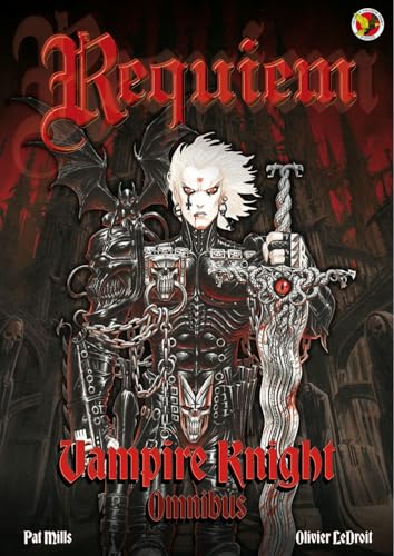 A white-haired vampire knight in ornate black armor holds a large, detailed sword.