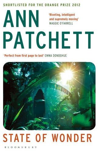 Book cover of State of Wonder by Ann Patchett showing a silhouetted figure in jungle.