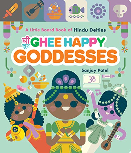 Colorful board book cover depicting Hindu goddesses and cultural symbols.