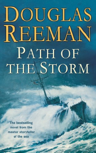 Book cover: "Path of the Storm" depicts a ship in turbulent ocean waves.