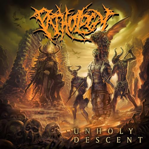 Album cover art featuring demons and zombies in a fiery, skull-filled hellscape.