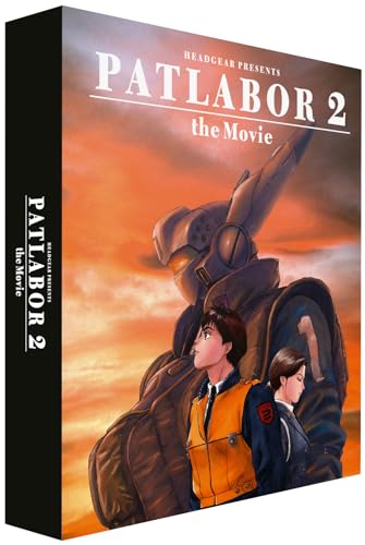 Blu-ray cover for Patlabor 2 featuring a large robot and two people.