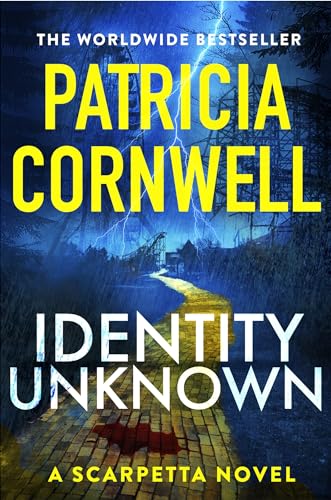Book cover for Identity Unknown by Patricia Cornwell featuring a yellow path and lightning.