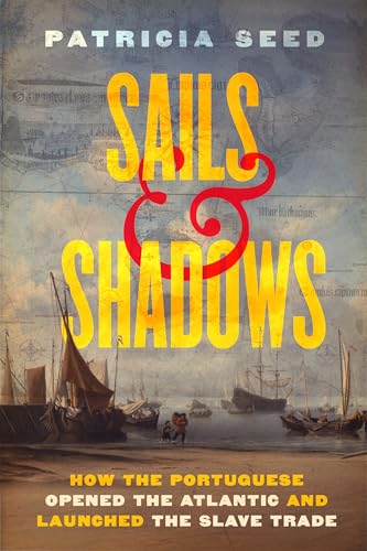 Book cover: "Sails & Shadows" with ships and a faded map background.
