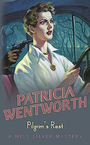 Vintage book cover: woman with gun, car interior, and title "Pilgrim's Rest".