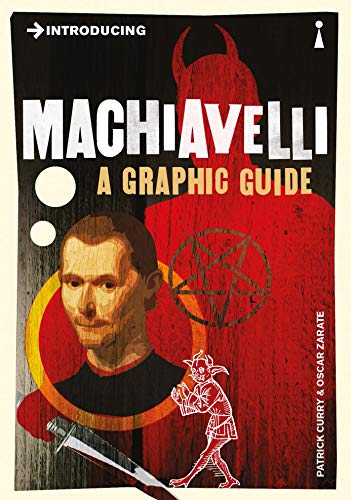 Book cover: “Introducing Machiavelli,” featuring a portrait and devil imagery.